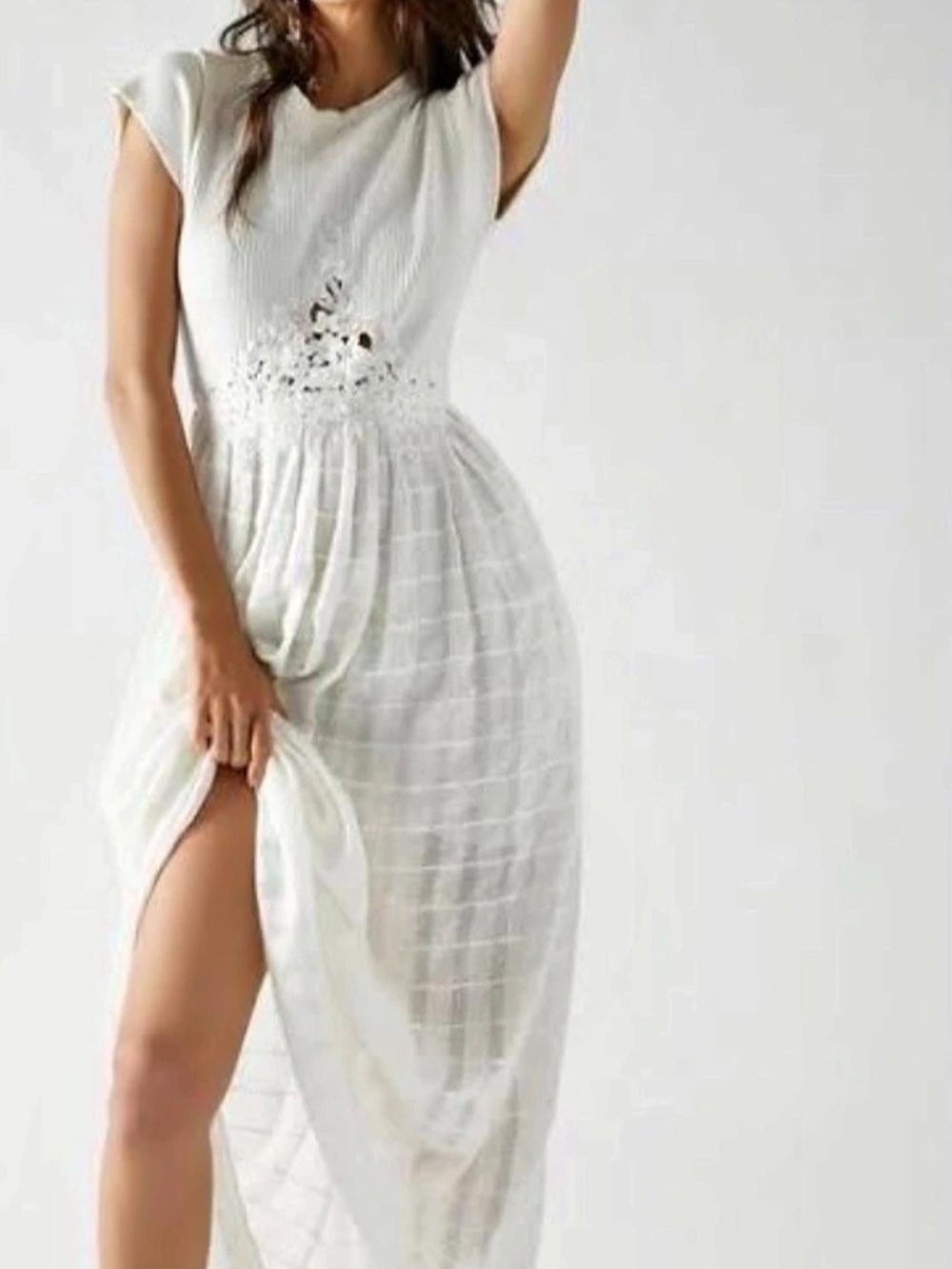 Free People Setenitu Maxi Dress in White Size XL NWT
